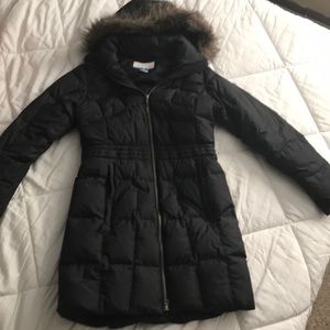 Black Columbia long puffer coat